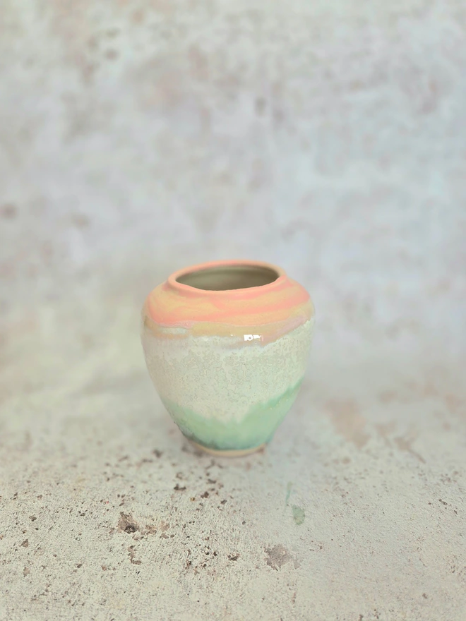 Ceramic vase, pottery vase, Jenny Hopps Pottery, pink, aqua, flower vase, gift