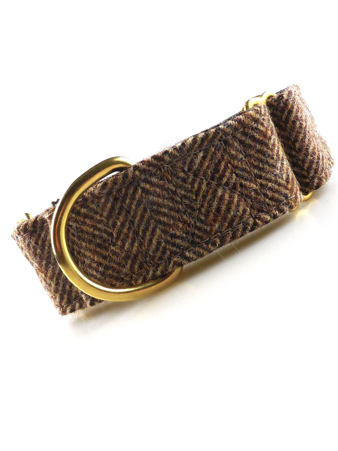 Pumpernickel Herringbone Tweed Martingale Dog Collar