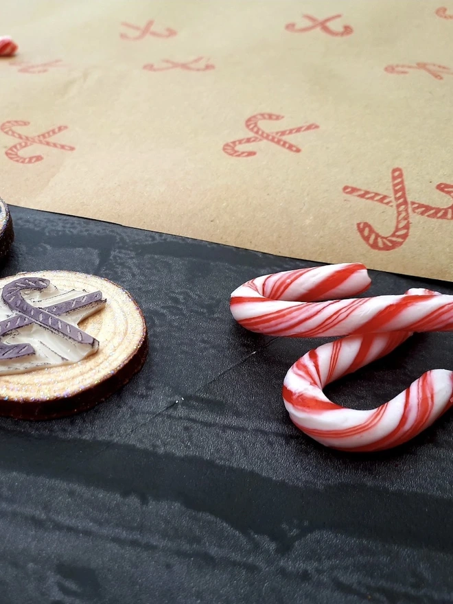 Candy Cane Ink Stamp