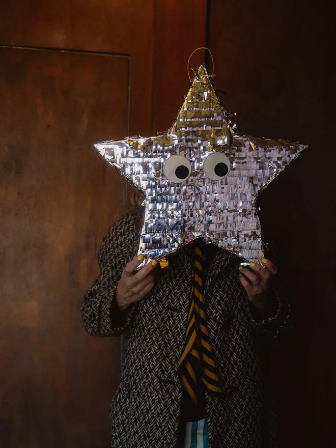 Googly eye iron on patches on star silver pinata