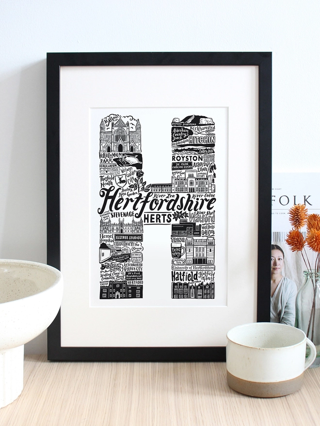 Hertfordshire Typography gallery wall poster
