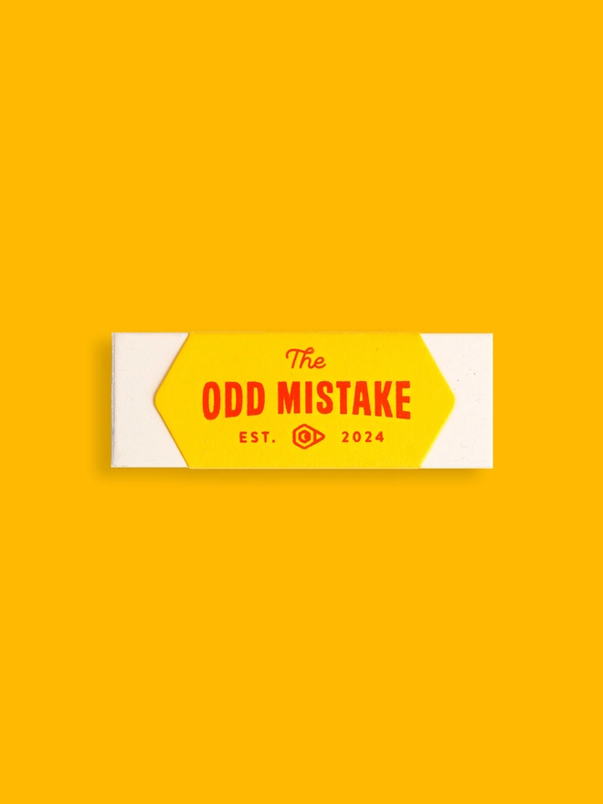 Odd Goose Odd Mistake foil printed eraser top down