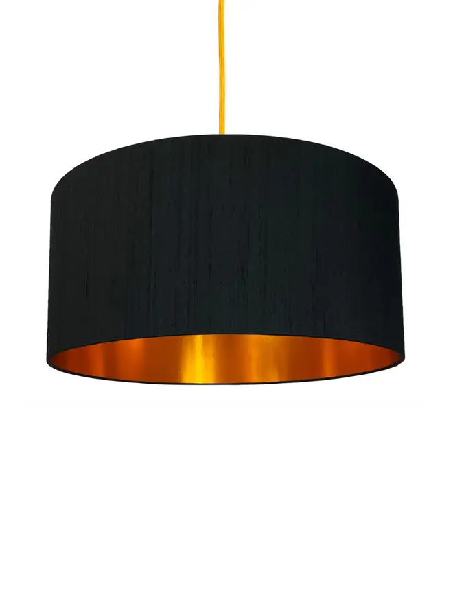 Carbon Black Silk Handmade Lampshade With Copper or Gold Foil Lining, 