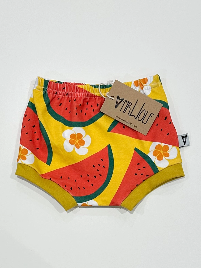 Tropical Watermelon. print fun baby and toddler shorties, shorts, bloomers