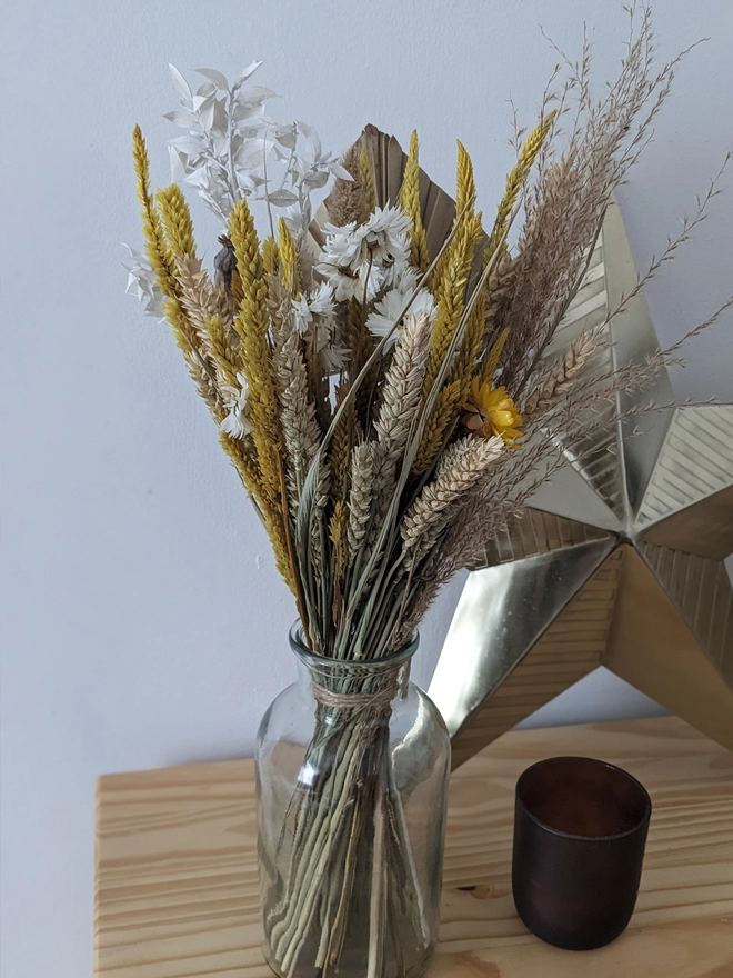 Dried flowers, yellow, daisy, natural dried flowers, home, vase 
