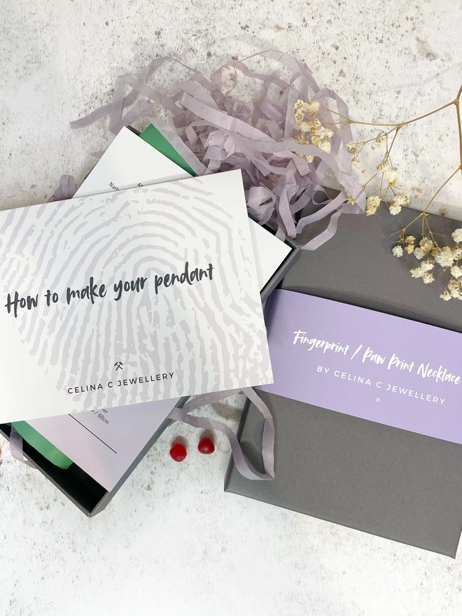 Paw print kits, to make a recycled sterling silver pendant necklace of your dog. Perfect gift to remember your fur baby. Made by Celina C Jewellery, a small business in the UK, find on Holly and Co.