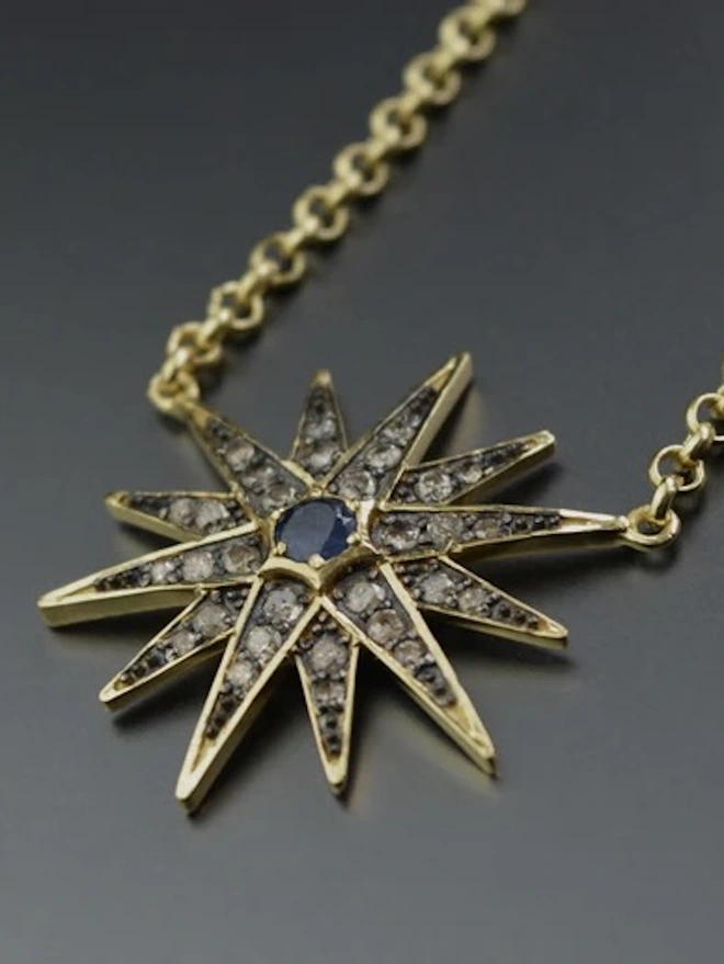 The Ophelia Necklace - Diamond and Sapphire Star