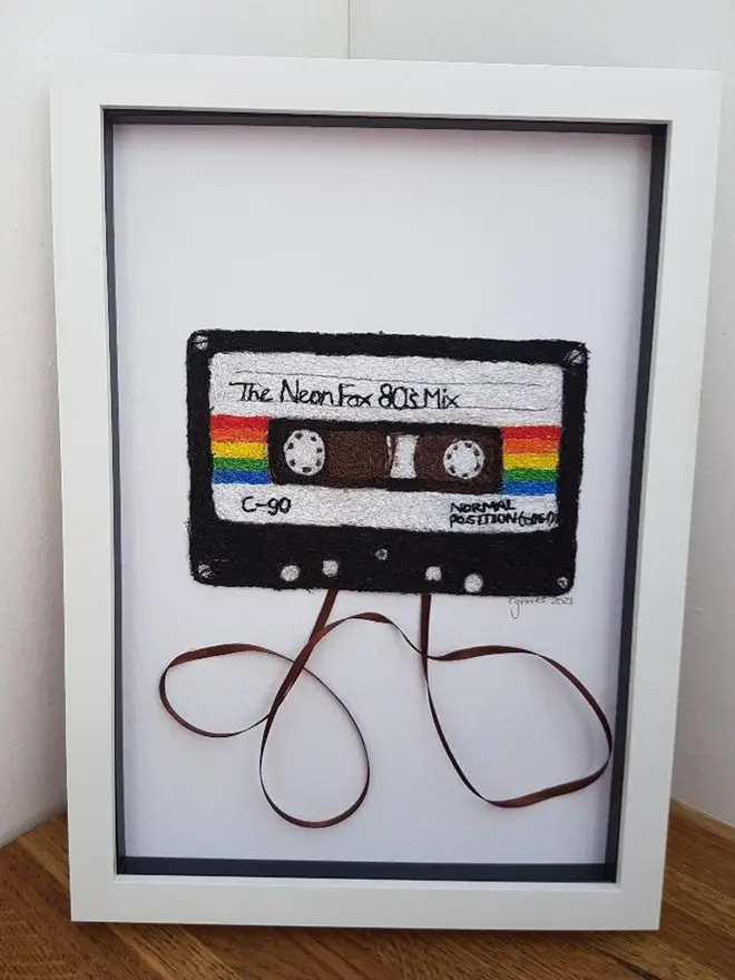 Personalised Mix Tape Cassette Embroidery Art