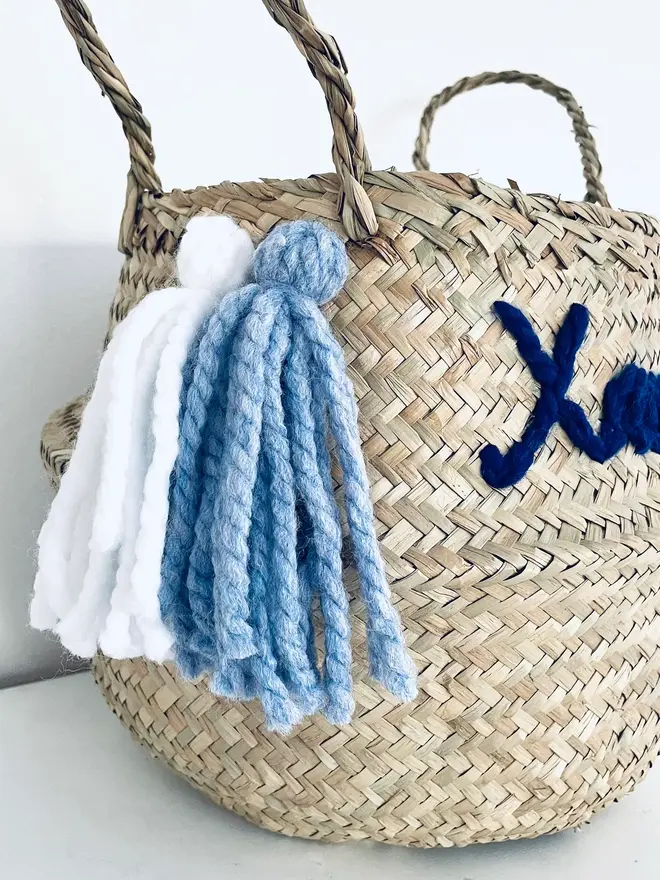 Personalised Blue Name Belly Basket 