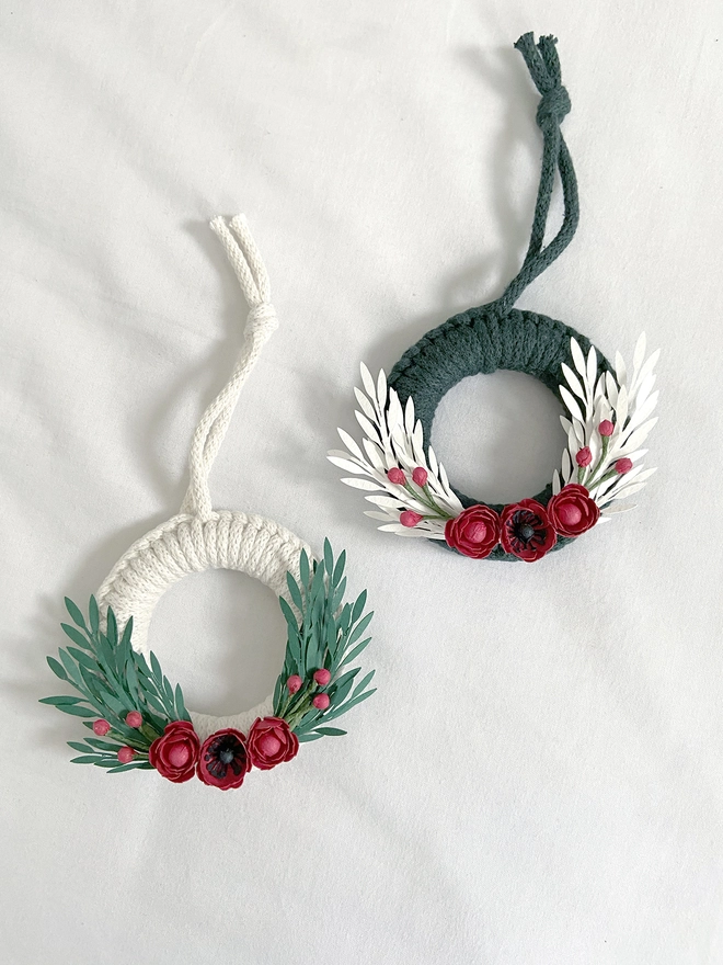 Macrame Christmas Wreath Ornament DIY Kit