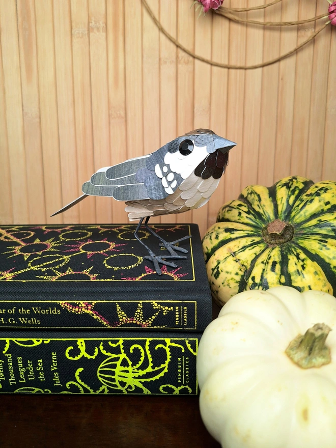 coal tit handmade paper sculpture