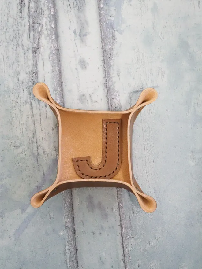 mini letter personalised leather tray