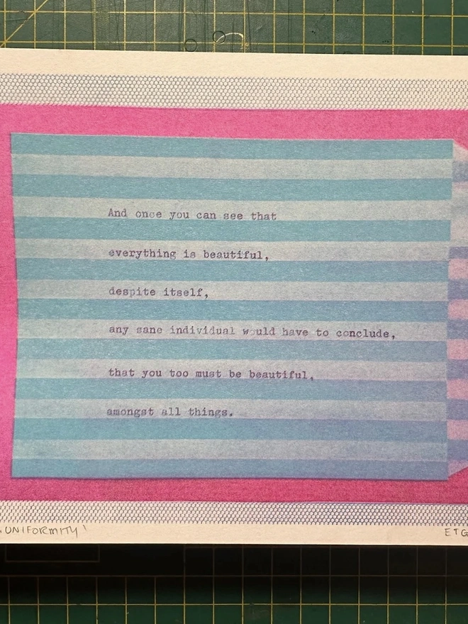 'Uniformity' A5 Risograph Print Wall Art