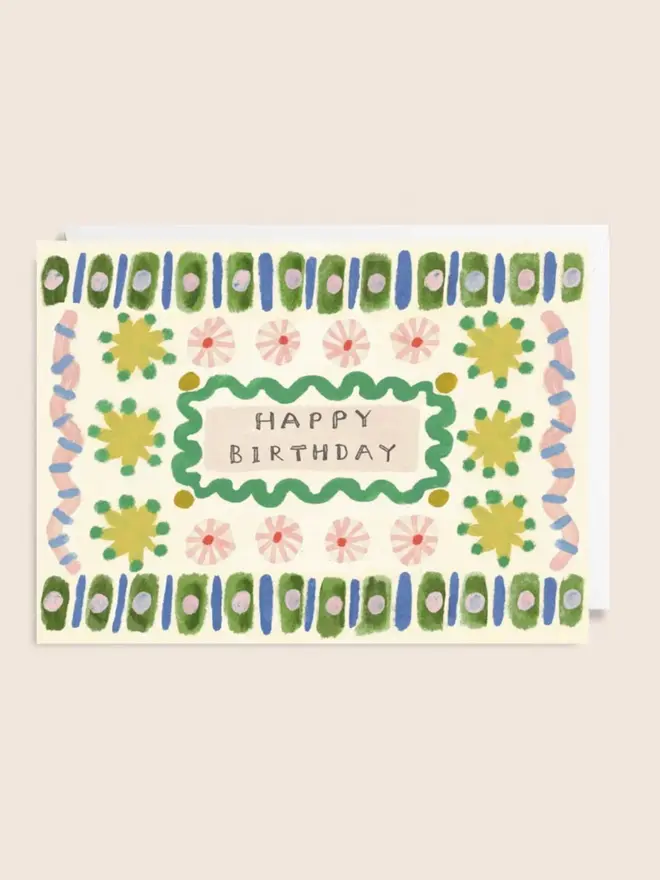 'Happy Birthday' Wavy Card, against a white background. 