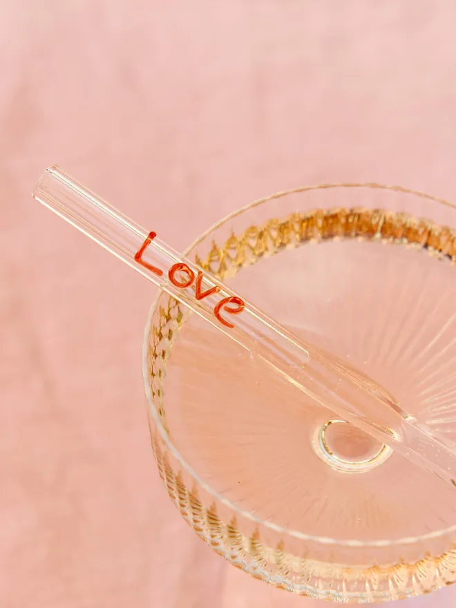 Love glass straw