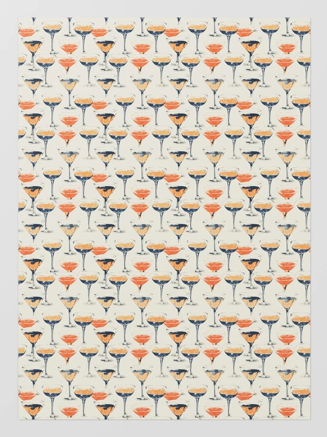 Champagne Celebrations Block Print Wrapping Paper
