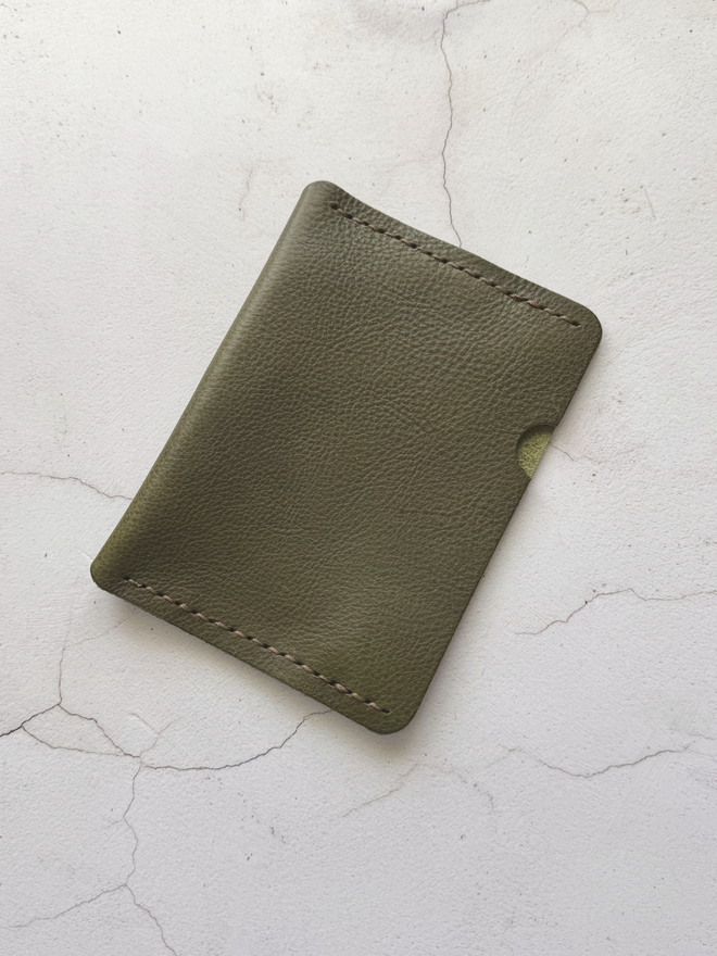 olive green leather passport case