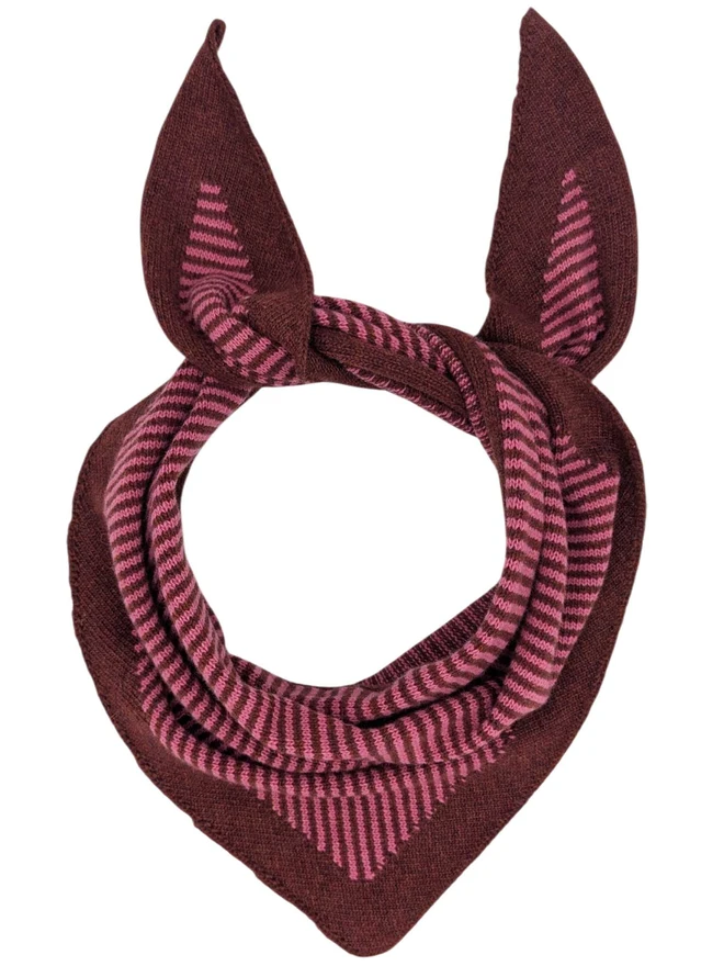 red & pink stripe lambswool triangle scarf