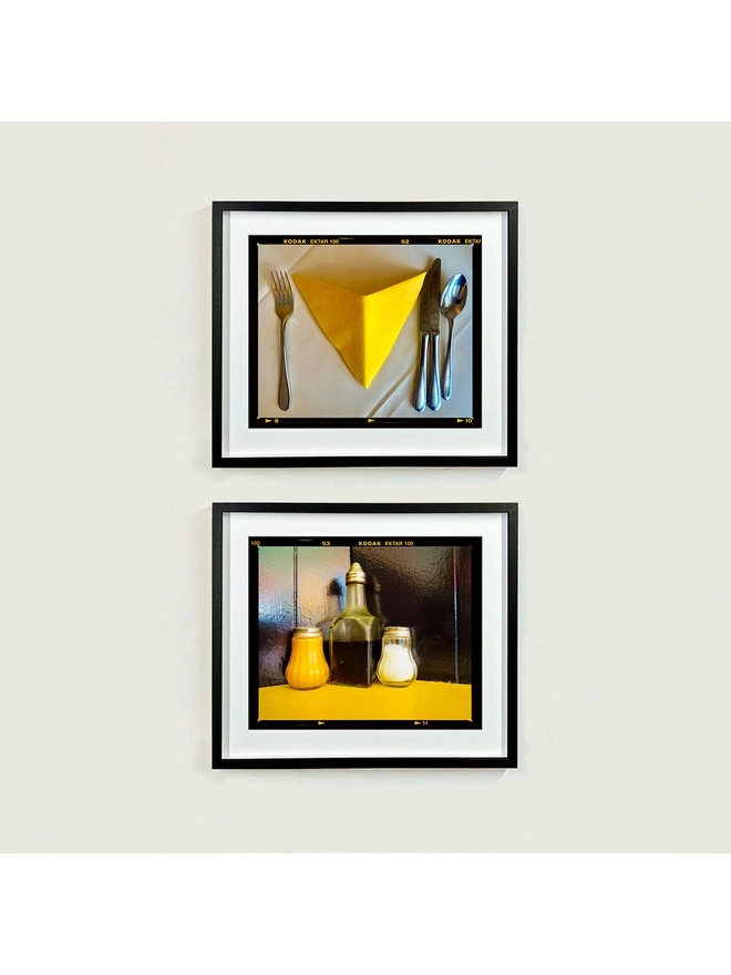 Pepper, Vinegar and Salt small black frame paired with Yellow Napkin