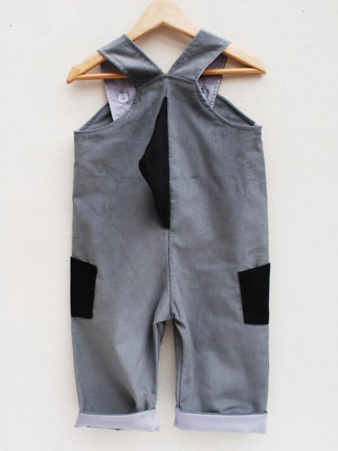 kids' shark dungarees back