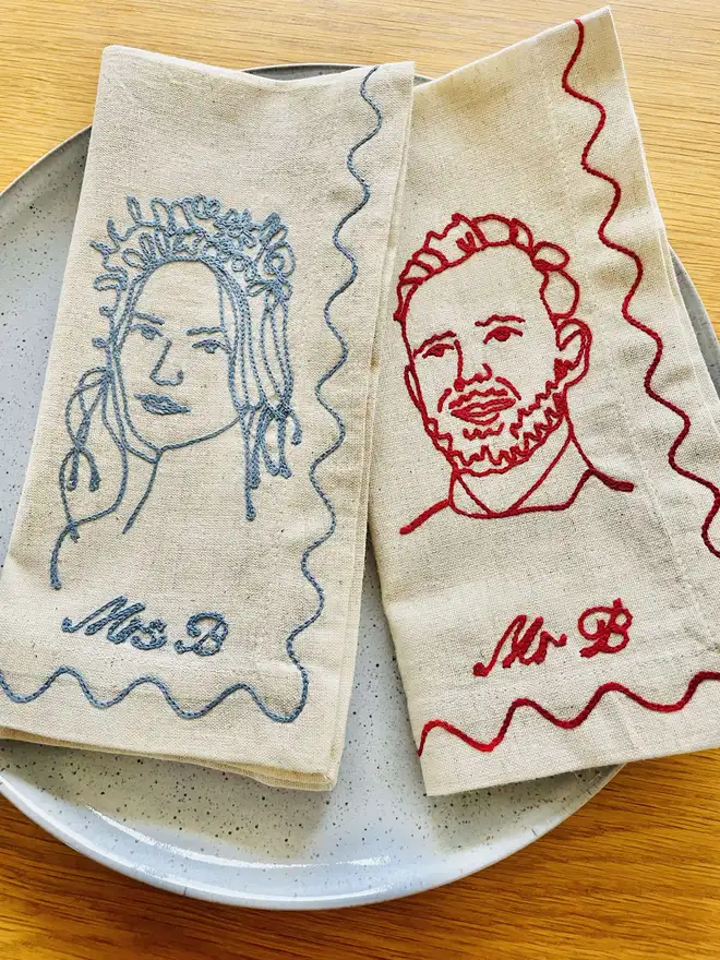 Embroidered Portrait Napkin