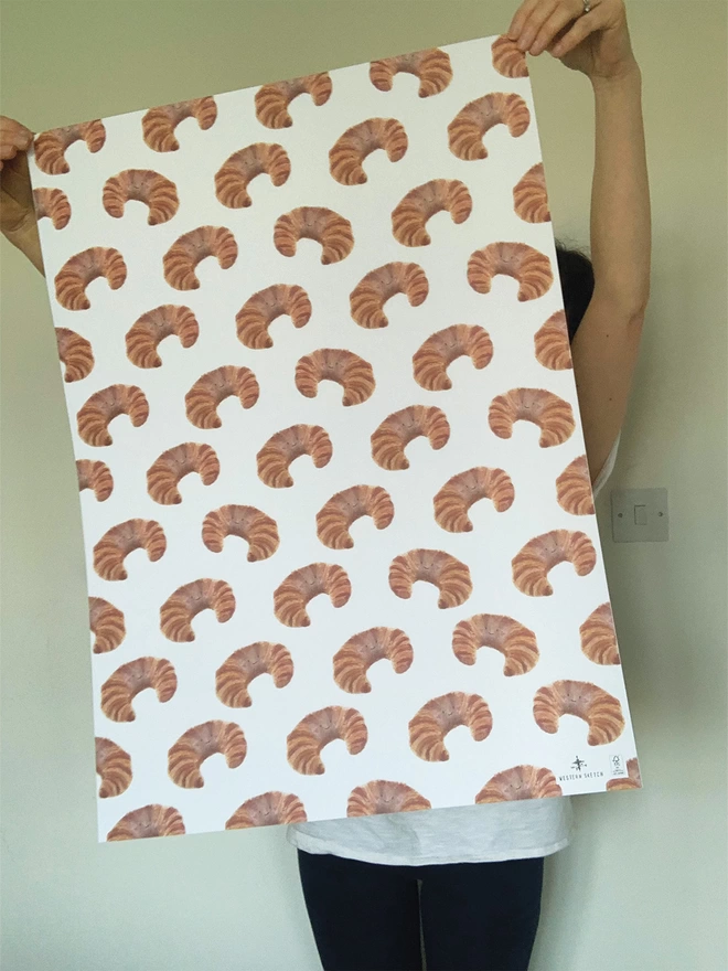 Sheet of Croissant Gift Wrap Wrapping Paper 