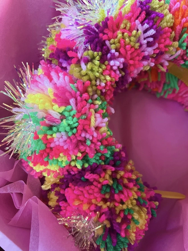 Tinsel Iridescent Pom Pom Headband