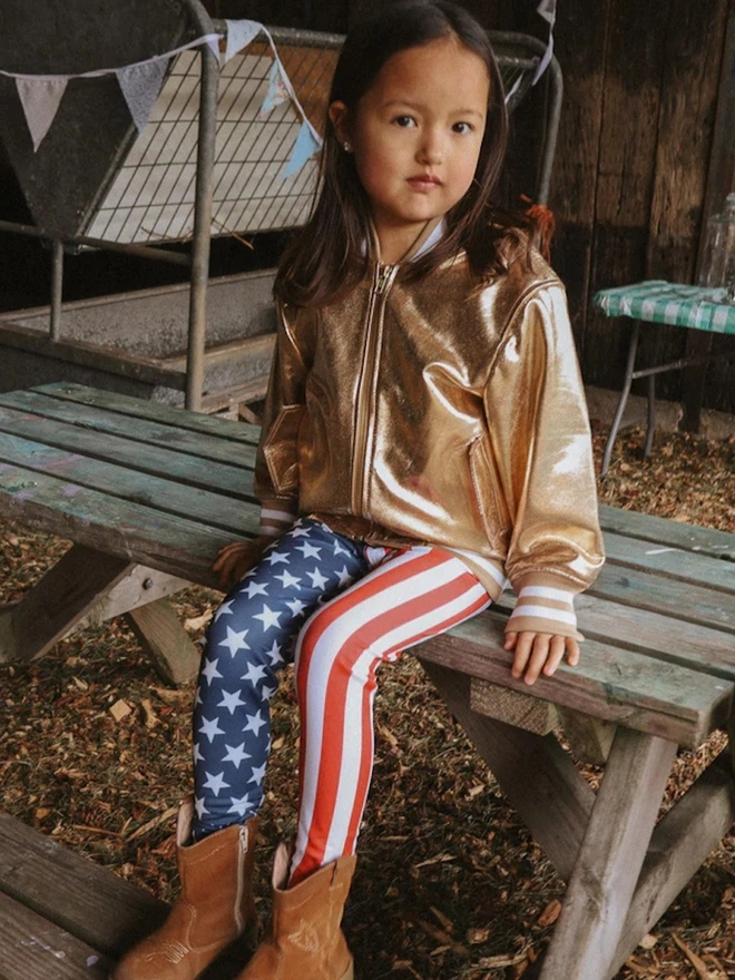The Stardust Gold Nappa Leather Bomber Jacket