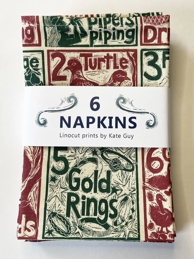 Christmas Organic Cotton Napkins (Set Of 6)