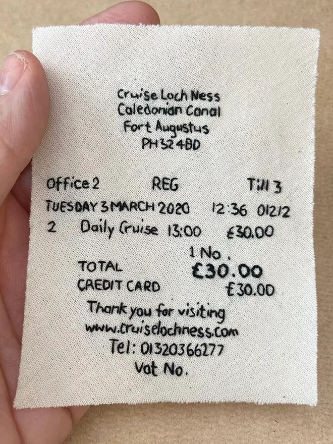 loch ness embroidered receipt artwork