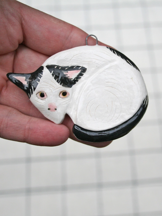 ceramic cat Christmas tree decoration