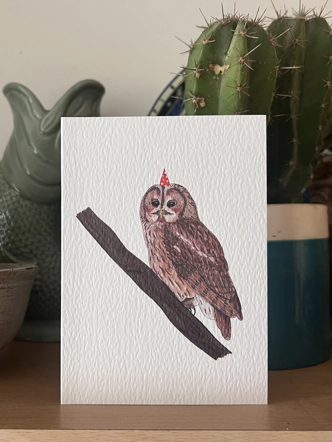 Party Tawny Owl Card