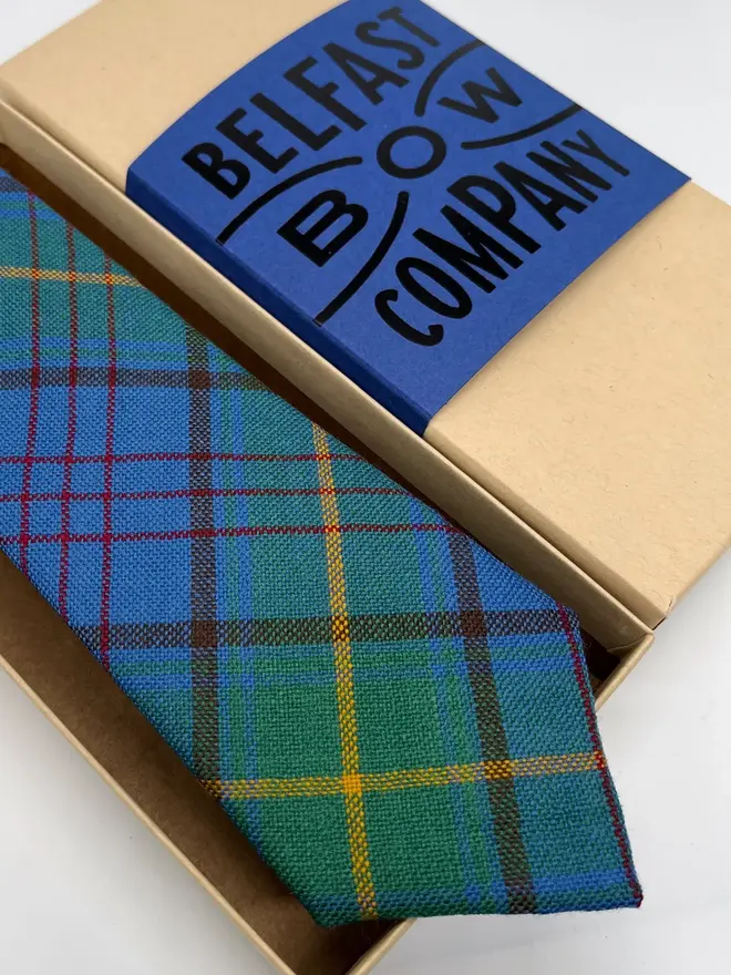 blue handmade tartan tie