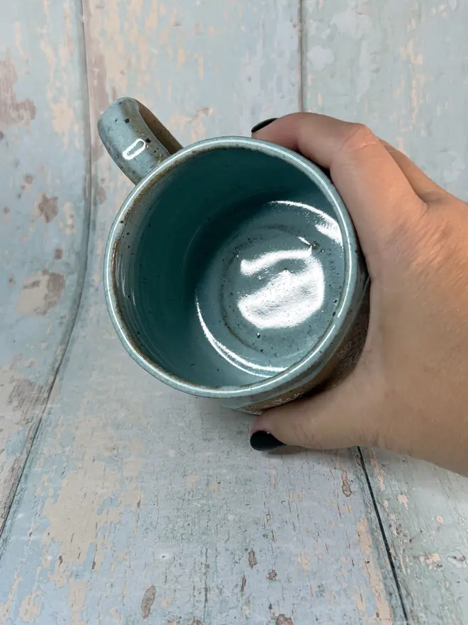 Handmade Aqua Green Snowflake Christmas Mug