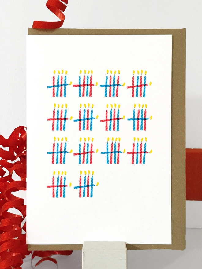 'Happy Birthday' 70th Birthday Candle Tally Card 