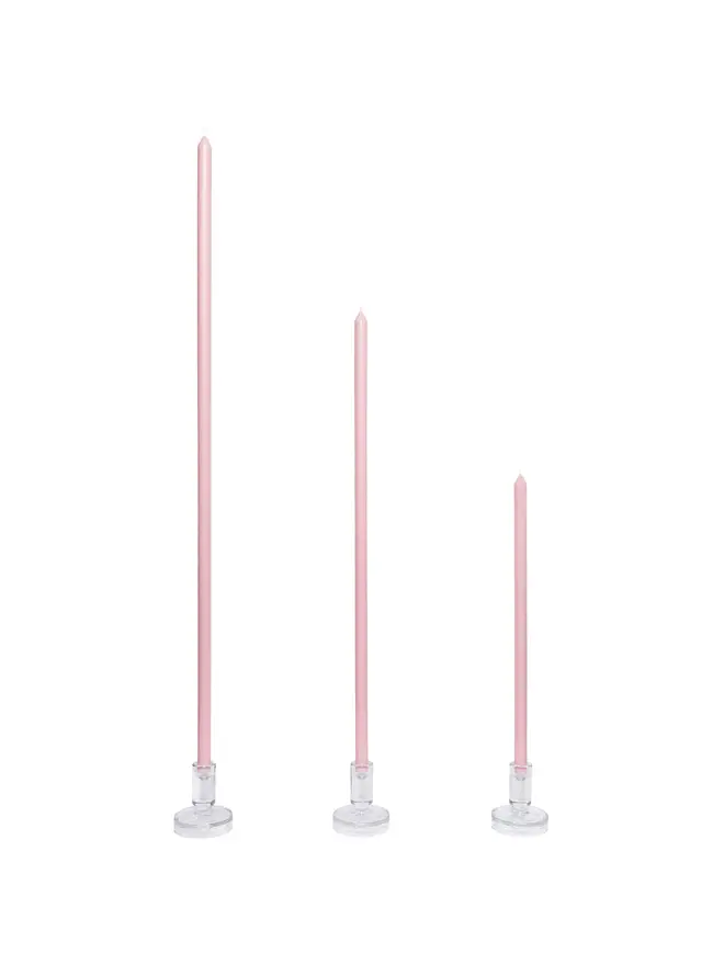 ballet pink taper candle pair