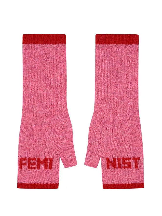Cut out image of Feminist Mittens in French Rose & Rouge