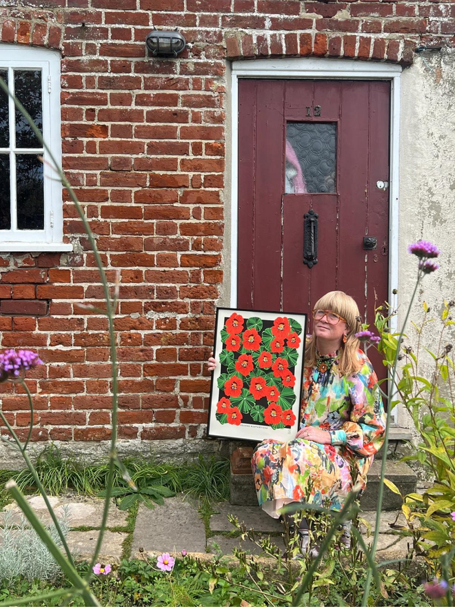 orange nasturtiums Giclee print