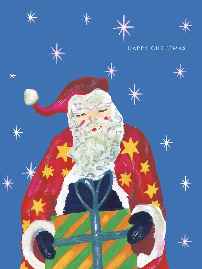 Santa With Presents Christmas Card