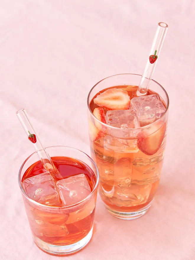 Strawberry glass straw