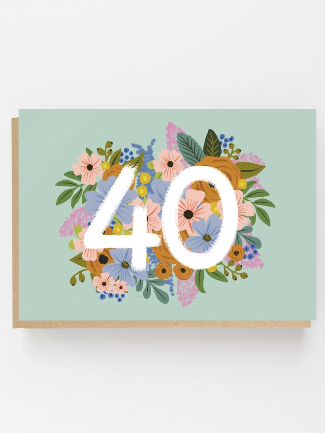 floral 40th birthday card