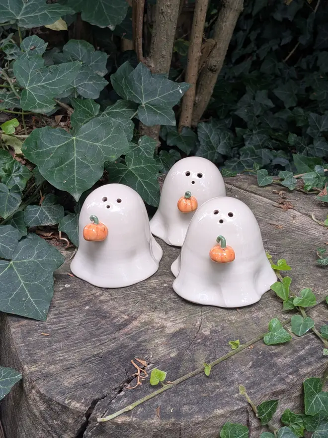 Ceramic Ghost with Pumpkin Decoration 