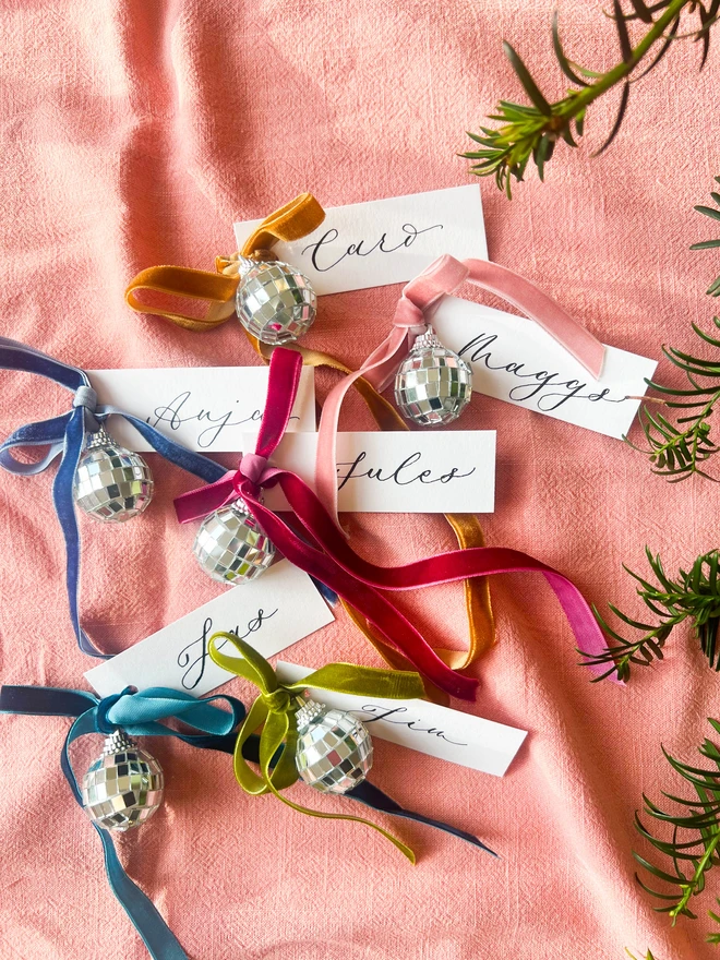 Personalised Calligraphy Christmas Colourful Place Cards