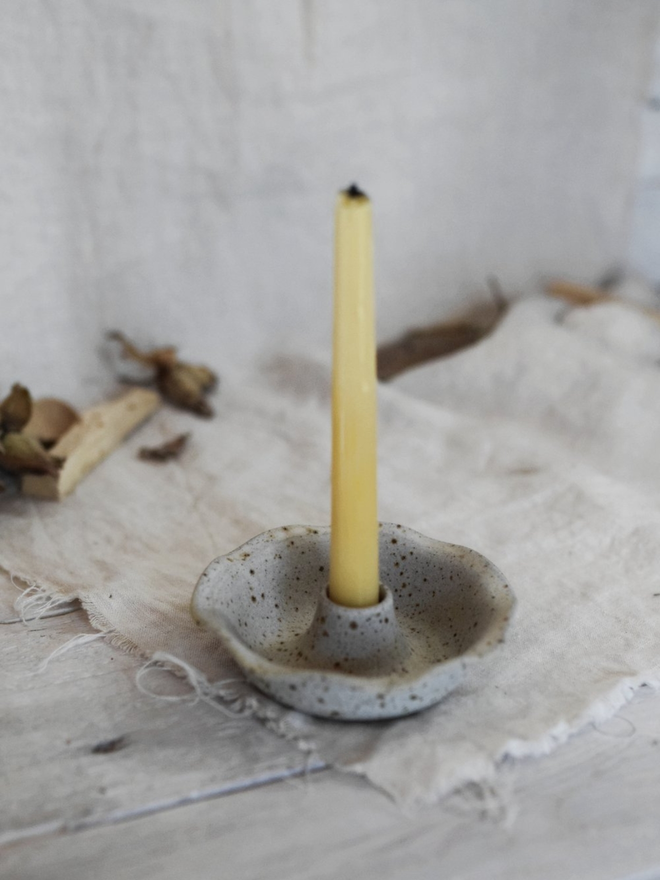 stoneware candlestick holder