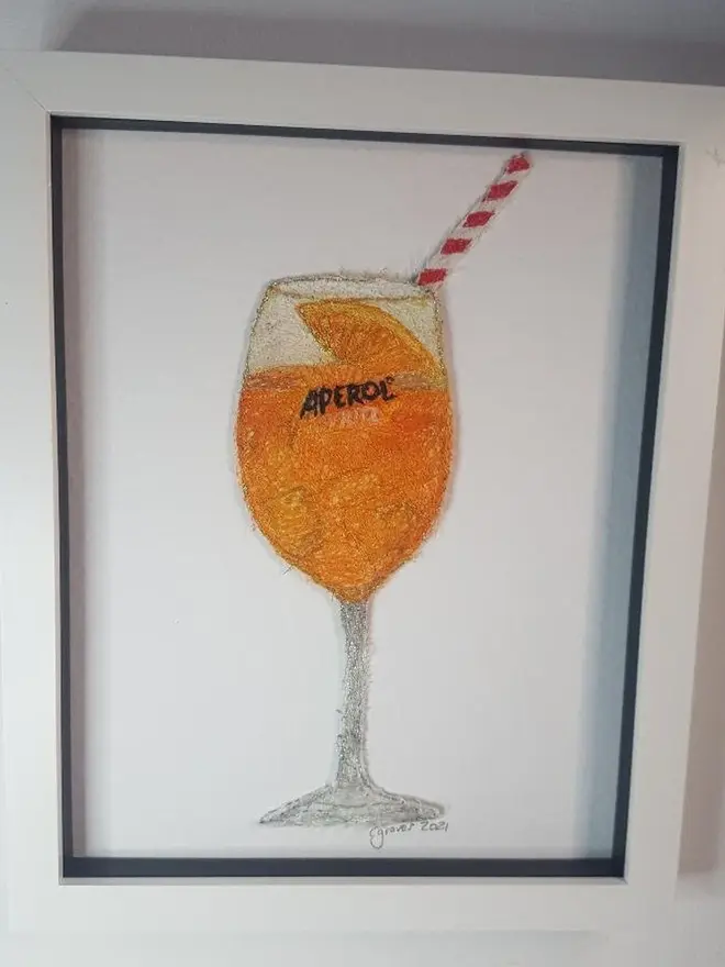 Aperol Spritz Cocktail Embroidery Wall Art