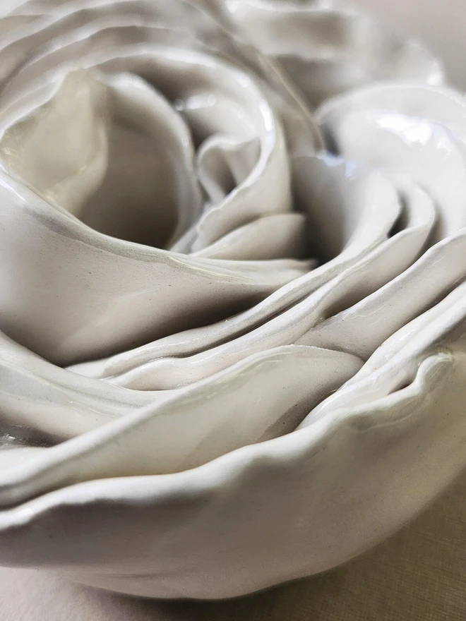 white ceramic rose flower for wall pottery art gift ideas anniversary wedding 