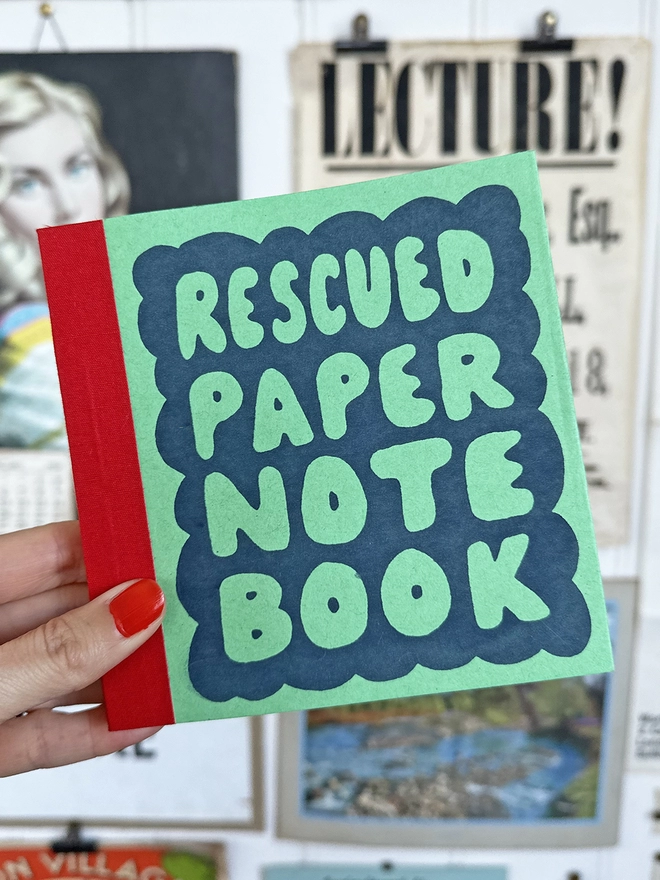 Green rescued paper notebook