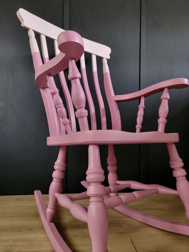  Painted Wooden Rocking Chair Pink