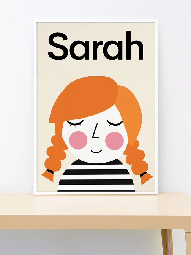 illustrated personalised portrait with name