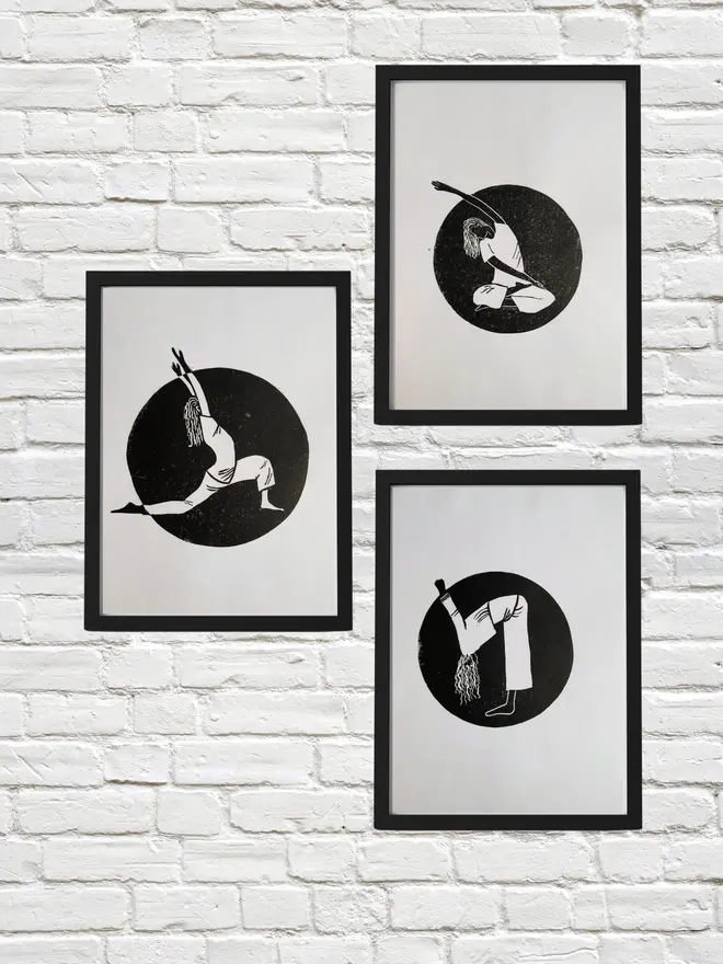 linocut yoga limited edition print susan bradley